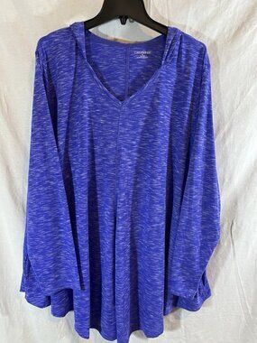 Catherines Women’s 3x (26/28) Indigo Heathered Hooded Blouse